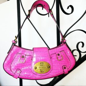 Guess Hot Pink Baguette Shoulder Bag